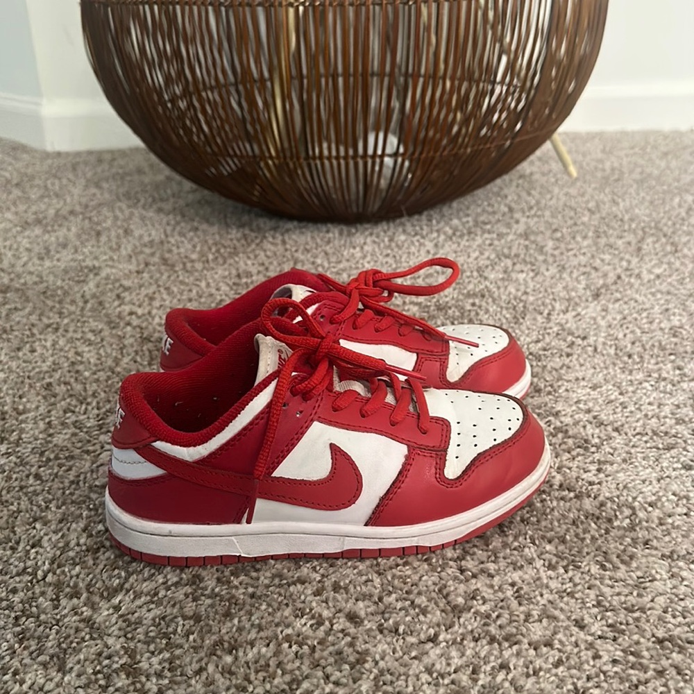Nike red low dunks boys